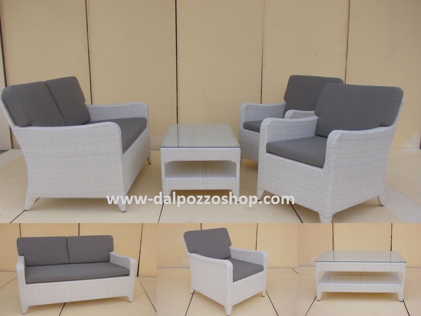 B9510/B SALOTTO RATTAN SINTETICO BIANCO